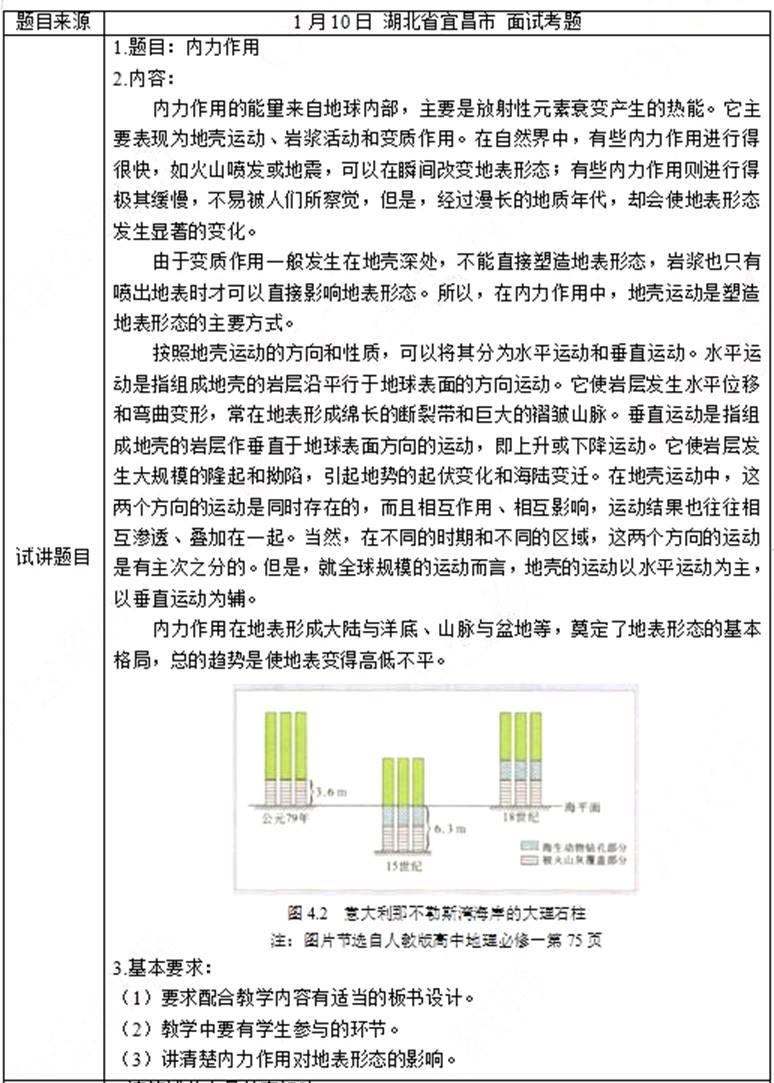 幼儿中小学面试,历年真题,教师资格证考试《高中地理专业面试》真题汇编