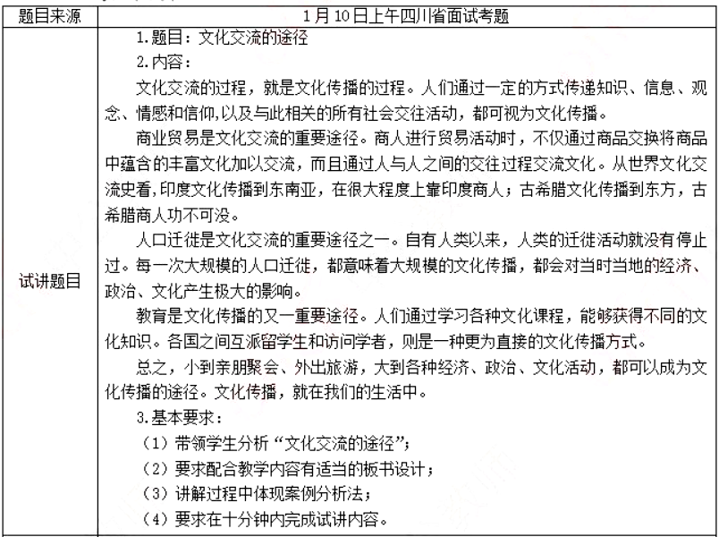 幼儿中小学面试,历年真题,教师资格证考试《高中政治专业面试》真题汇编