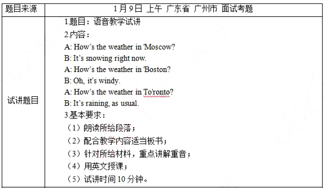 幼儿中小学面试,历年真题,教师资格证考试《初中英语专业面试》真题汇编