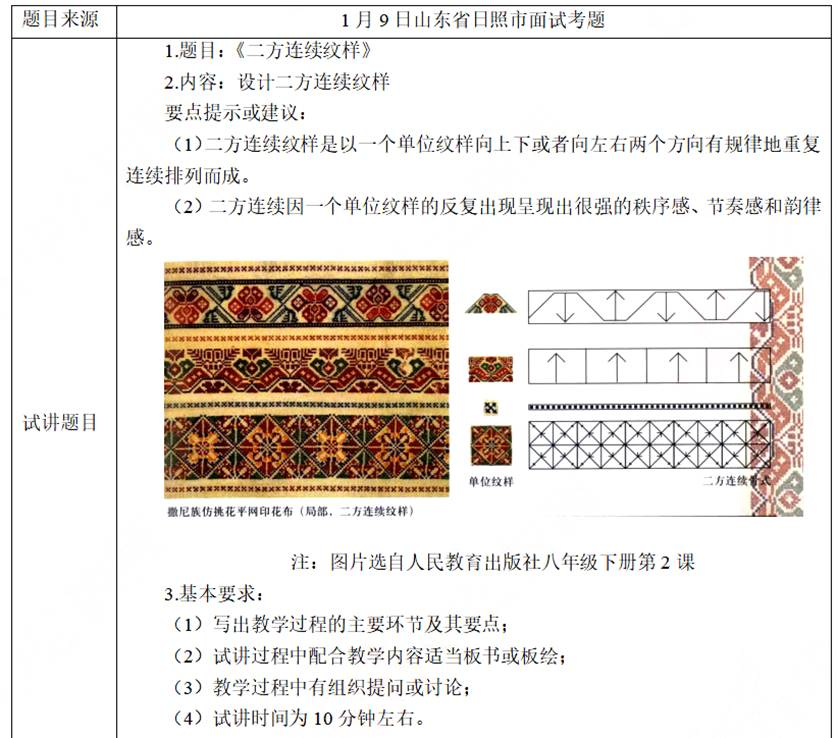 幼儿中小学面试,历年真题,教师资格证考试《初中美术专业面试》真题汇编