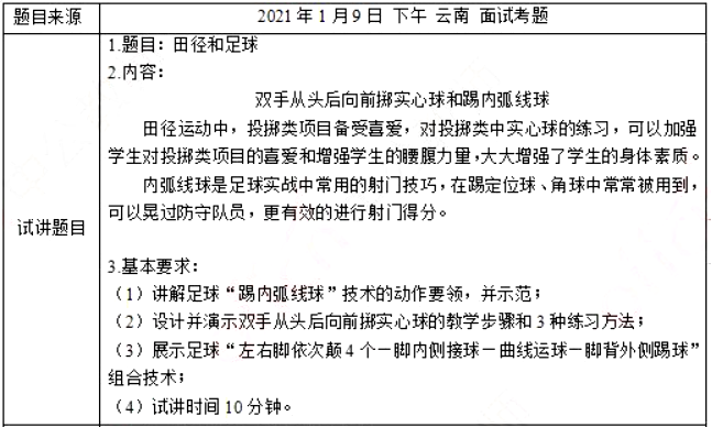 幼儿中小学面试,历年真题,教师资格证考试《初中体育专业面试》真题汇编