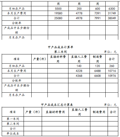 注会财务成本管理,章节练习,注会财务成本管理7