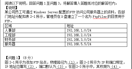 初级网络管理员,章节练习,综合练习