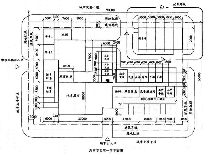 场地与建筑设计作图题,章节练习,场地与建筑